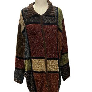 Vintage 90s White Stag Colorblock Duster Cardigan Sweater – Size 22/24